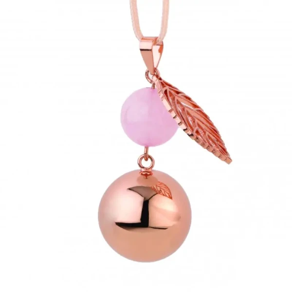 Bola Tehotenská rolnička FANTASY Rose gold pearl leaf