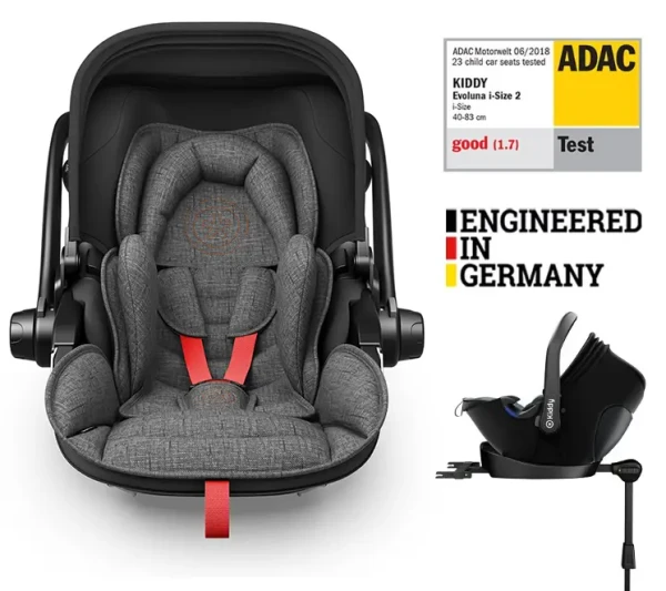 KIDDY Autosedačka Evoluna i-size 2 + Isofix základňa 40-83 cm Grey Mel.-Hot Red | KIDDY