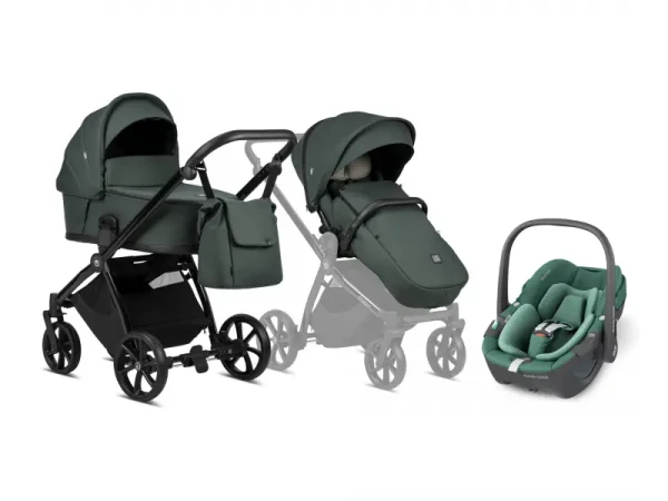 Tutis Kočík Mio Plus 2v1 Pacific Green + Maxi-Cosi Pebble 360 autosedačka Essential Green