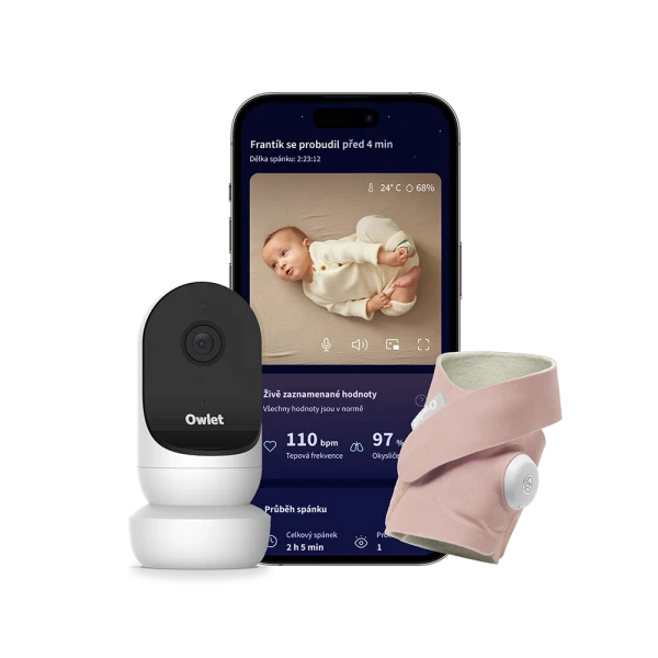 Owlet Dream Duo – Chytrá ponožka so zdravotníckou certifikáciou Dusty Rose + kamera Owlet Cam 2