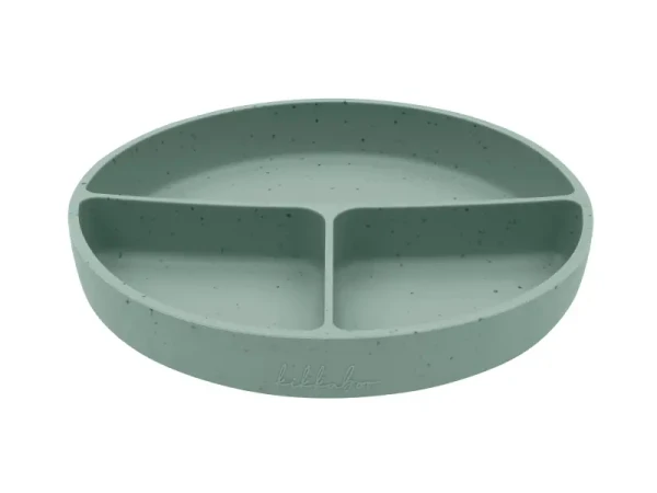KikkaBoo Delený tanier s prísavkou Platinum Silicone Sage