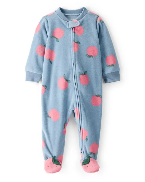 CARTER'S Overal na zip fleece Sleep & Play blue Apple dívka 3m/vel.62