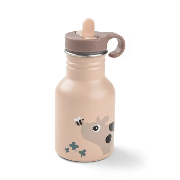 DONE BY DEER Detská nerezová fľaša Tiny Farm 350 ml - růžová