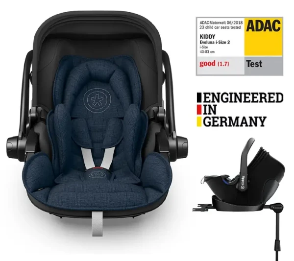 KIDDY Autosedačka Evoluna i-size 2 + Isofix základňa 40-83 cm Indigo blue melange icy grey