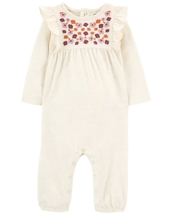 CARTER'S Overal bez nožičiek Tan Floral dievča 6m