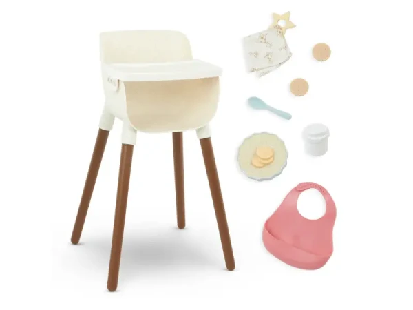LullaBaby Stolička jedálenská pre bábiky s doplnkami