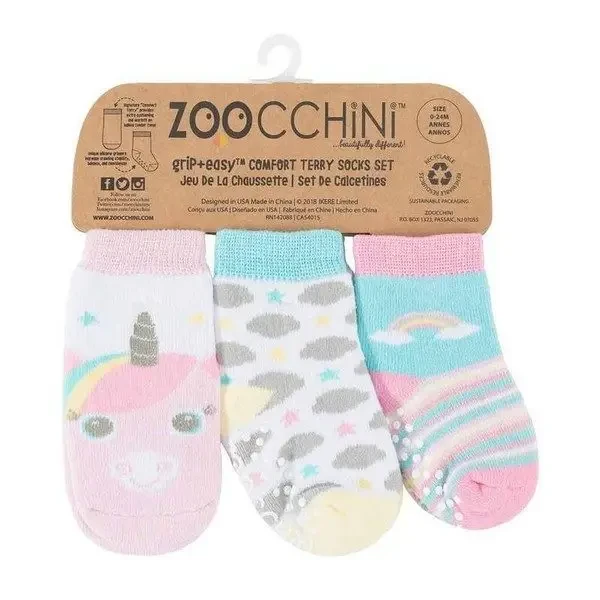 Zoocchini Set 3ks protišmykové ponožky Jednorožec