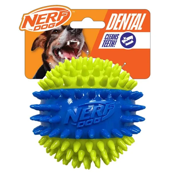 NERF DOG Hračka pre psov pískacia loptička so spikmi v troch častiach 9,5 cm