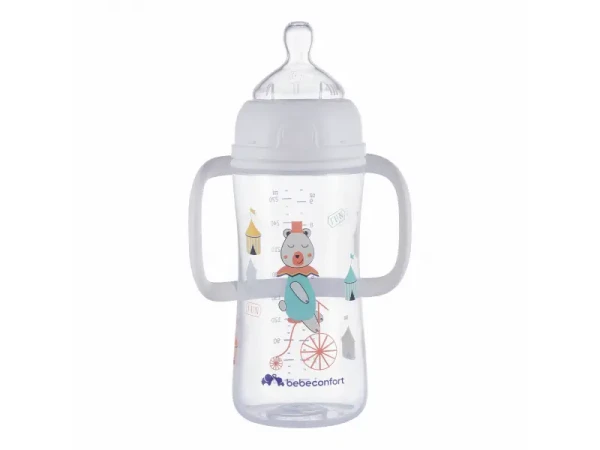 Bebeconfort Dojčenská fľaša Emotion s držadlami 270ml 6m+ White