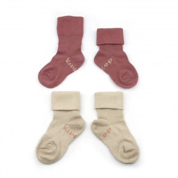 KipKep Detské ponožky Stay-on-Socks 0-6m 2páry Dusty Clay