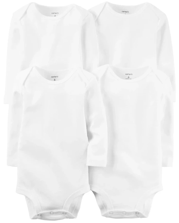 CARTER'S Body dl. rukáv White neutrál LBB 4 ks 3m, veľ. 62