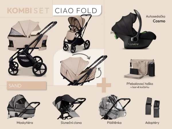 MOON Kombinovaný kočík CIAO FOLD kombi set - SAND