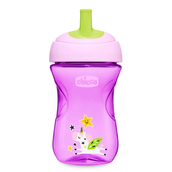 CHICCO Hrnček Pokročilý so slamkovým náustkom 266 ml, fialový 12m+