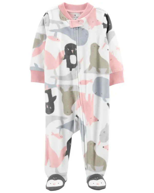CARTER'S Overal na zips fleece Animals dievča NB /veľ.56
