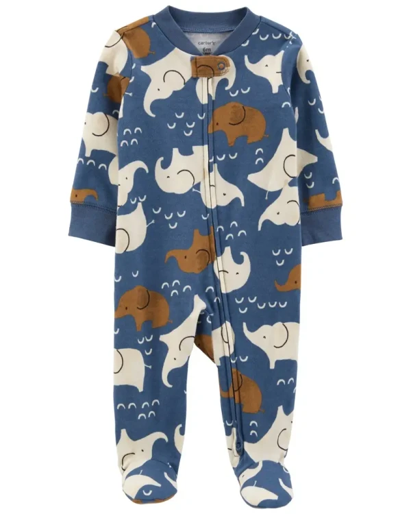 CARTER'S Overal na zips Sleep&Play Elephant Blue chlapec PRE, veľ. 46