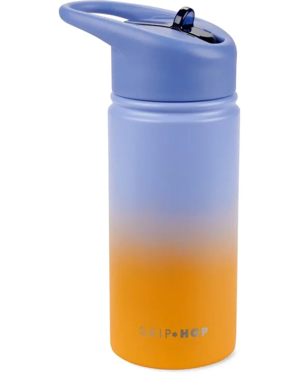 SKIP HOP Fľaša so slamkou nerezová Wander - ombré blue, 450ml