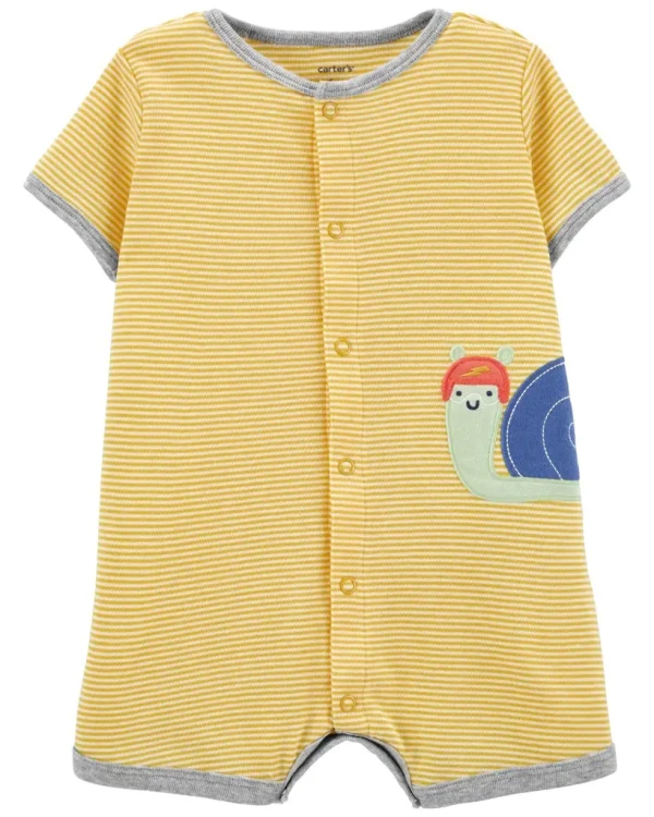 CARTER'S Overal letný krátky rukáv Yellow Snail chlapec NB/ veľ. 56