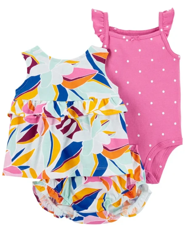 CARTER'S Set 3dielny body na ramienka, tielko, nohavičky Multi Floral dievča 24m