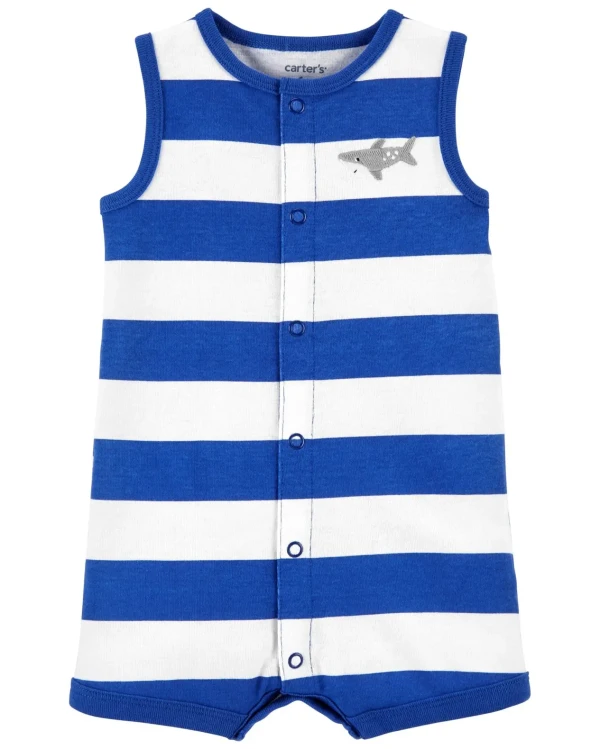 CARTERS Opaľovačky Blue Stripe Shark chlapec 9 m, veľ. 74