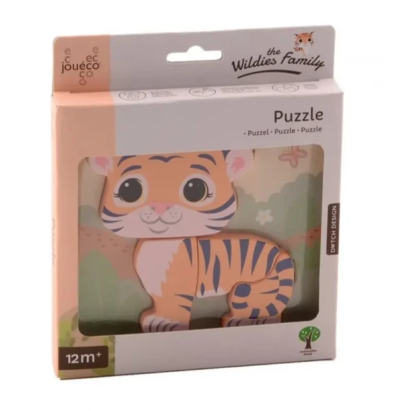 Jouéco The Wildies Family drevené mini puzzle Tiger 12m+