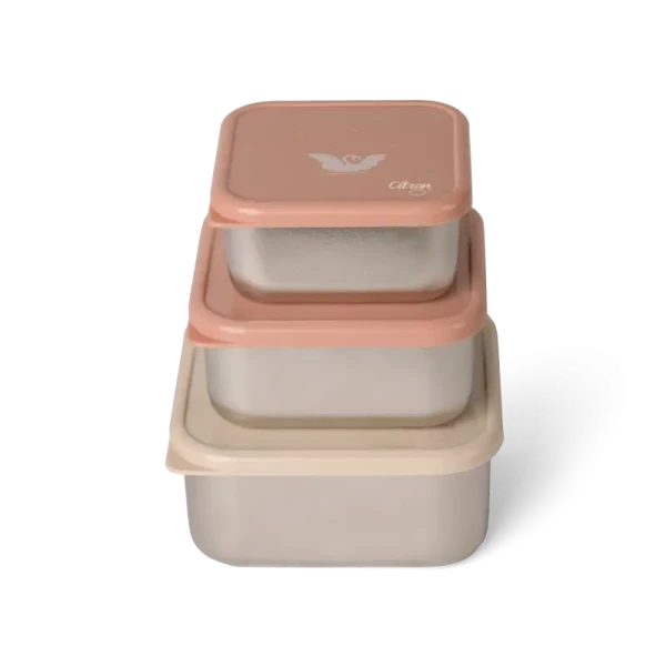 Citron Sada 3 stohovatelných boxů z nerezu - Ballerina