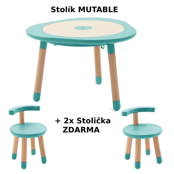 STOKKE® MUTABLE™ Stolík Mint + 2x stolička MUTABLE ZDARMA