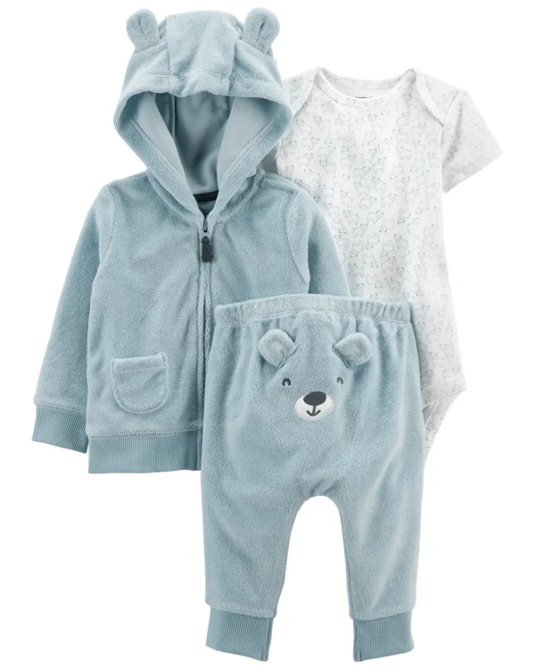 CARTER'S Set 3dielny mikina, tepláky, body kr. rukáv Blue Bear chlapec LBB NB/ veľ. 56