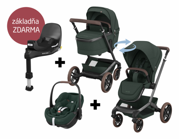 Maxi-Cosi Fame Zvýhodnený set Twillic Green + základňa zdarma