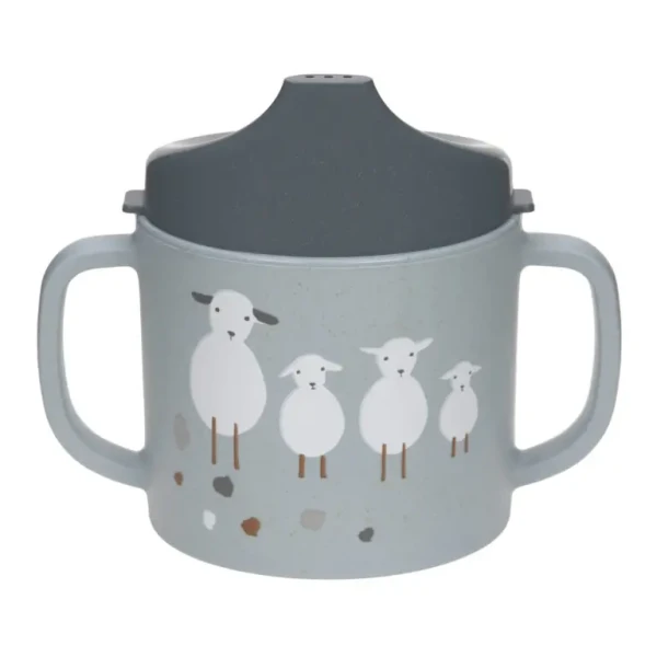 Lässig detský hrnček Sippy Cup PP/Cellulose Tiny Farmer Sheep/Goose blue