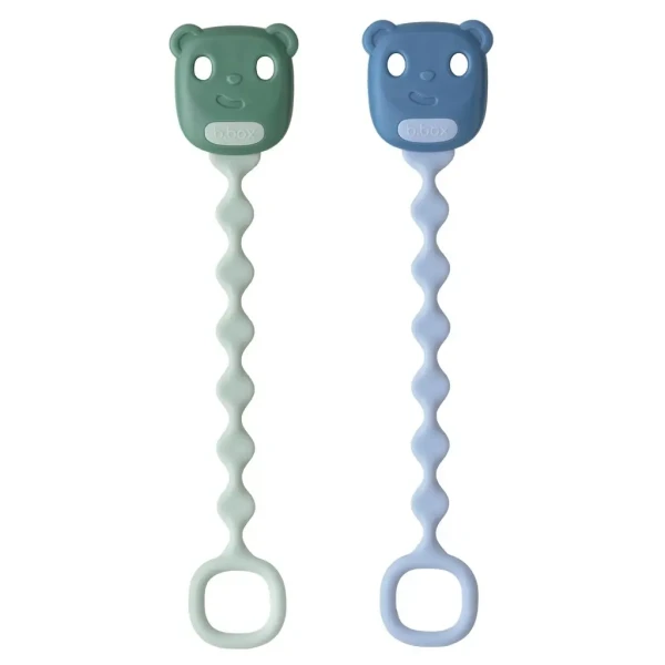 B.BOX Silikónový klip na cumlík, 2 ks - green/blue