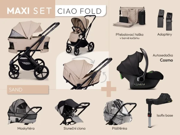 MOON Kombinovaný kočík CIAO FOLD maxi set - SAND