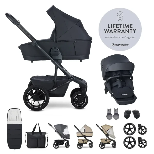 EASYWALKER Set XXL kočík kombinovaný Harvey 5 Air Premium Diamond Black s príslušenstvom