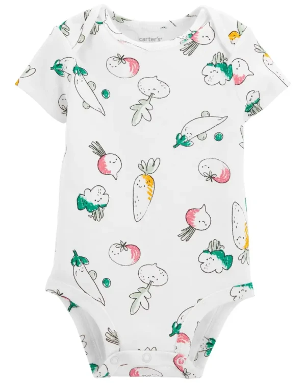 CARTER'S Body krátky rukáv Ivory Vegetables dievča 9m