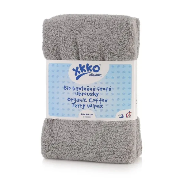 XKKO Organic BIO bavlnené obrúsky 40x40 - Grey