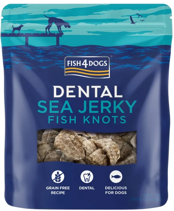 FISH4DOGS Maškrty pre psov DENTAL SEA morská ryba - uzlíky 100 g