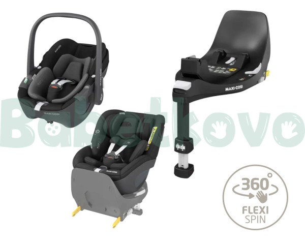 Maxi-Cosi Pebble 360 autosedačka Essential Black + Maxi-Cosi Pearl 360 autosedačka + Maxi-Cosi FamilyFix 360 základňa