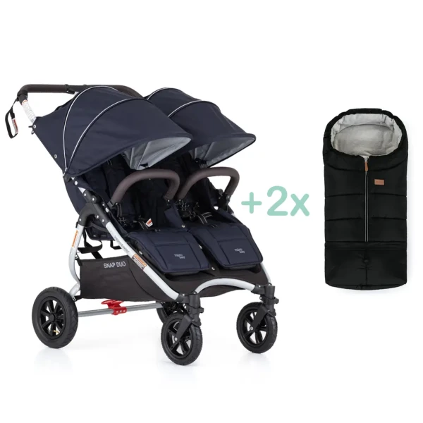 VALCO BABY Kočík dvojičkový vrátane nánožníkov Snap Duo Sport Navy + PETITE&MARS fusak Jibot ZADARMO