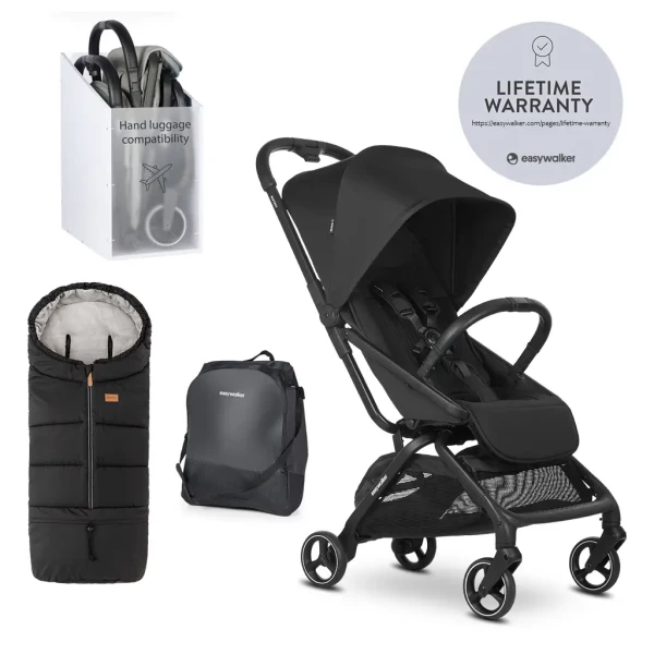 EASYWALKER Kočík športový Rockey S Pure Black + PETITE&MARS Fusak Jibot 3v1 Ink Black