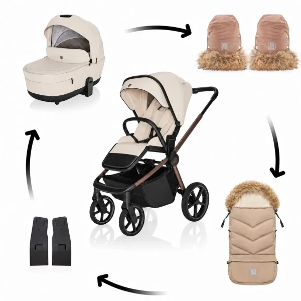 Zopa Set kočík Move Cross 5X + fusak Fluffy Combi + rukavice Fluffy 2, Quartz Beige