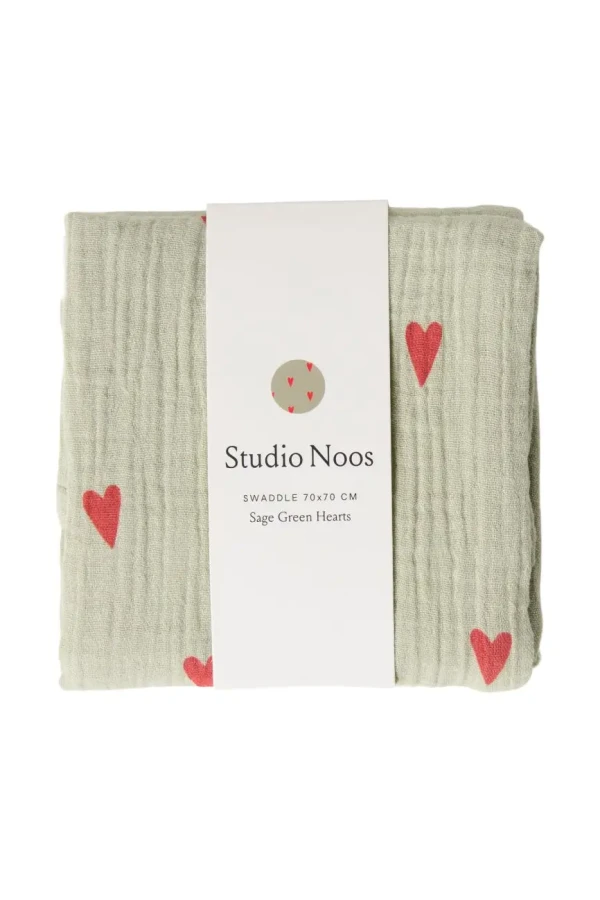 STUDIO NOOS - SWADDLE ZAVINOVAČKA Print Medium Green Hearts