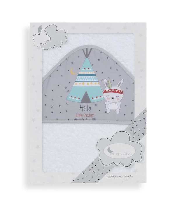INTERBABY  OSUŠKA froté 100x100 TEEPEE - bielo-sivá