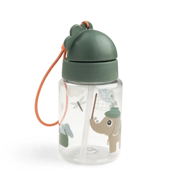 DONE BY DEER fľaša so slamkou Tiny Trails 280 ml - zelená