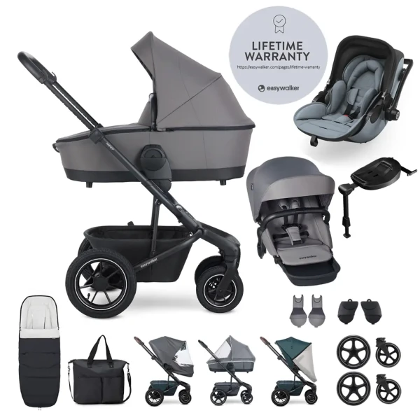 EASYWALKER Set XXL Harvey 5 Air Pebble Grey + KIDDY Evoluna i-size 2 + základňa