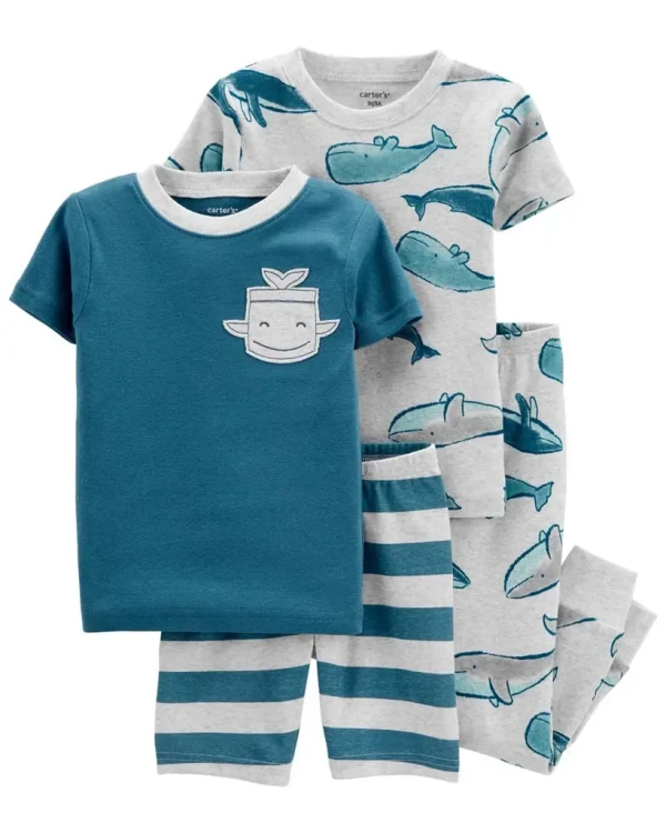 CARTER'S Pyžamo dlhé a krátke nohavice, krátky rukáv 2ks Whale chlapec 12m