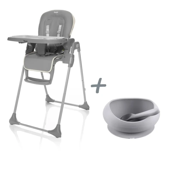 ZOPA Detská stolička Pocket + darček silikonová miska so zvýšenými okraji a prísavkou v hodnote 12,40€, Ice Grey