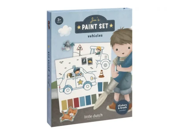 Little Dutch Omaľovánky s vodovkami a samolepkami Jim Doprava