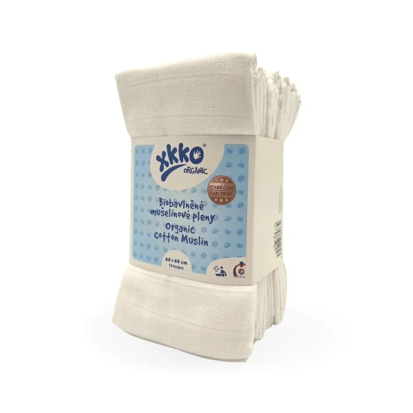 XKKO Plienky z biobavlny Organic 60x60 - Staré časy Biele