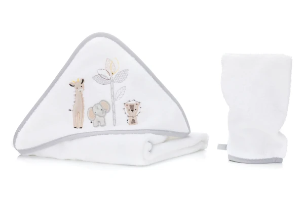Fillikid osuška s kapucňou+ žinka safari white