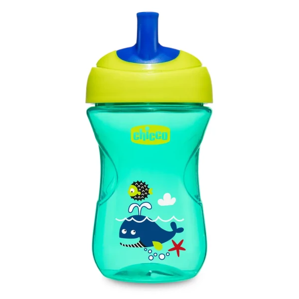 CHICCO Hrnček Pokročilý so slamkovým náustkom 266 ml, zelený 12m+