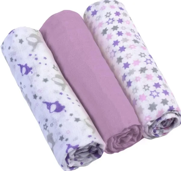 BABYONO Plienky mušelínové - Super soft 3ks - Fialové